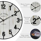 Large Old Town Farmhouse Wall Clock – 24 Inches Rustic Antique Wood - Image 5
