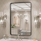 LOAAO 20X30 Inch Black Metal Framed Bathroom Mirror - Image 3