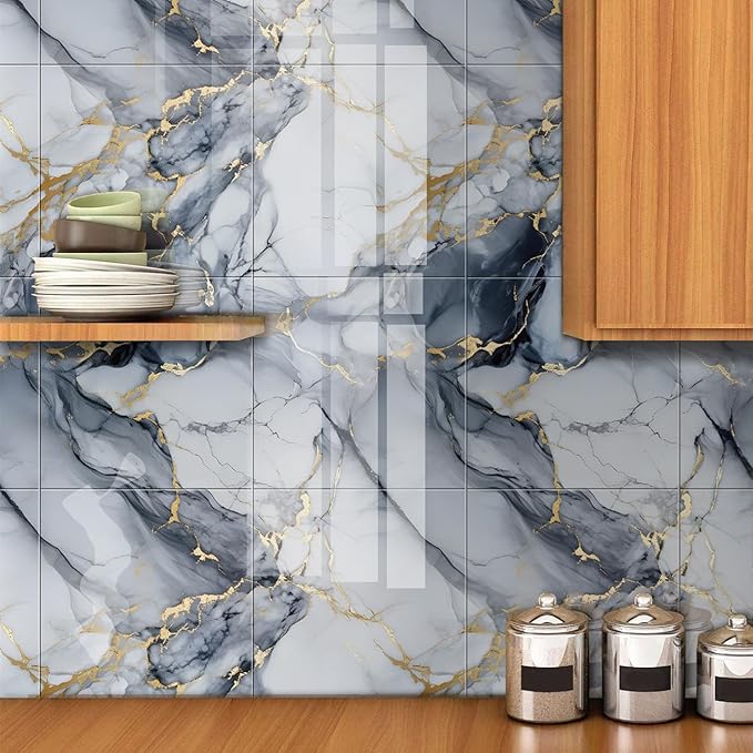 Chejiaye 22pcs Marble Peel and Stick Backsplash Surface Waterproof Wall Panels - Image 3