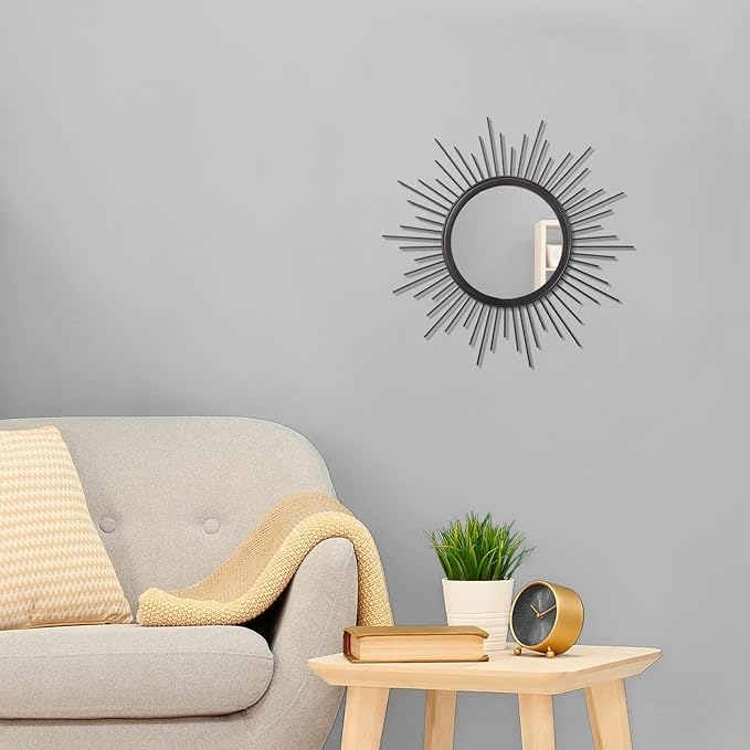 Sunburst Wall mirror Black Small Spoked Wall Decor Mirror Bohemian Home Round - Image 3