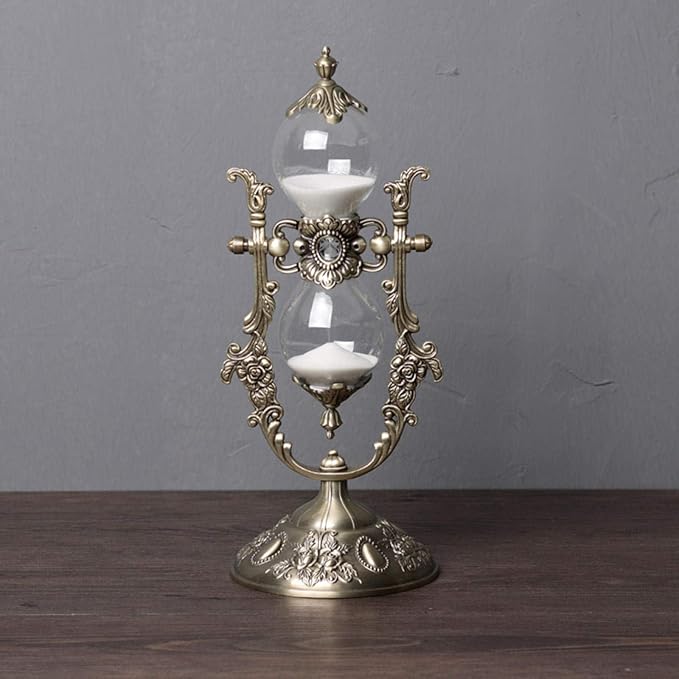 Hourglass Timer, 15 Minutes Embossed Golden Hourglass Timer,Used for Vintage Home Decoration, Office/Desk Decoration, Kitchen Wedding Gifts (P1-G42U-8VJR)