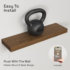 BAOBAB WORKSHOP Wood Floating Shelves, Bathroom Shelf 24 inch, Walnut Floating - Image 6