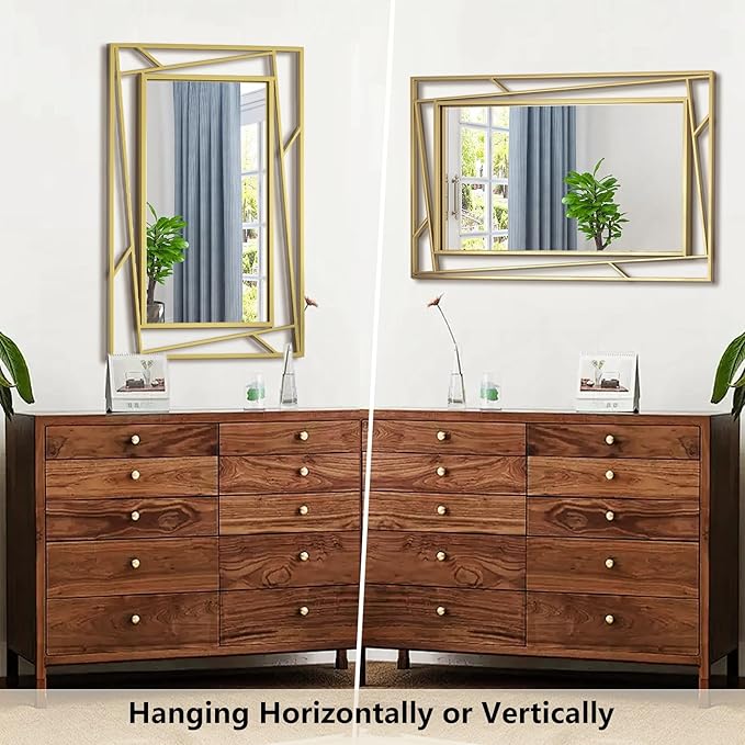 Brushed Gold Bathroom Mirror, Hang Horizontally or Vertically - Image 5