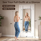 Antok 58"x20" Over the Door Mirror, Full Length Mirror Door Hanging - Image 2