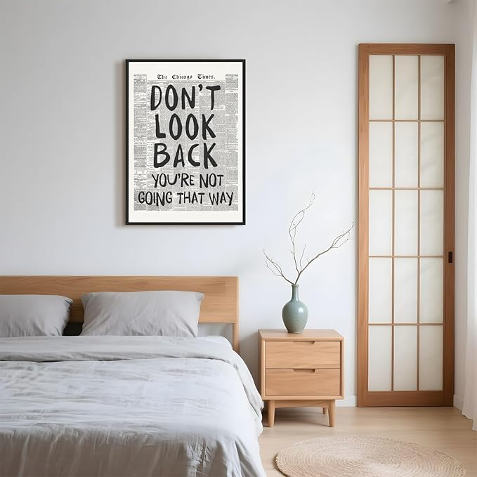 Framed Retro Newspaper Wall Art Trendy Black and White Poster Dont Look Back - Image 5