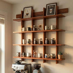 4-Tier Wall Mounted Bamboo Bookshelf, 43×52 Inch Large Floating Shelves - Image 2