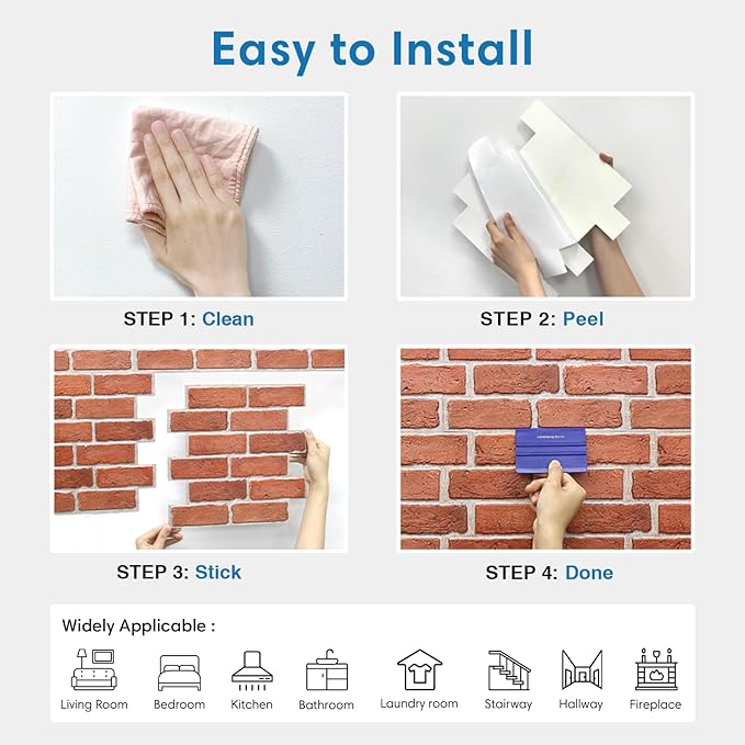 COMSTICKC 3D Faux Brick Wall Panel Peel and Stick, Not Real Brick, Ultra-Light - Image 8