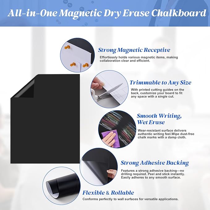 Magnetic Chalkboard Contact Paper Adhesive 17.52" x 39.37", Magnetic Chalkboards - Image 4