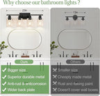 Indoi 4-Light Bathroom Light Fixtures, Matte Black Modern Vanity Lights - Image 2