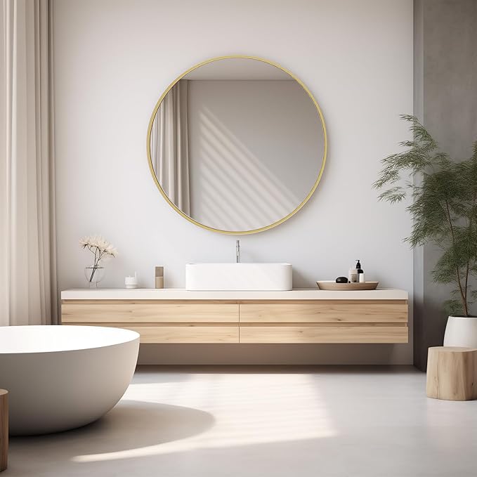 DUMOS Gold Circle Mirror for Wall 30.02 inch, Bathroom Round Mirror for Over - Image 4