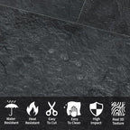 AULIGET 6" x 12" Black Slate Peel and Stick Backsplash Wall Tiles, PVC Faux - Image 2