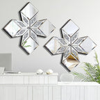 Crushed Diamond Decorative Mirror 2 Pack 16.75x16.75” Diamond Shape Glass Decor by VOHJD