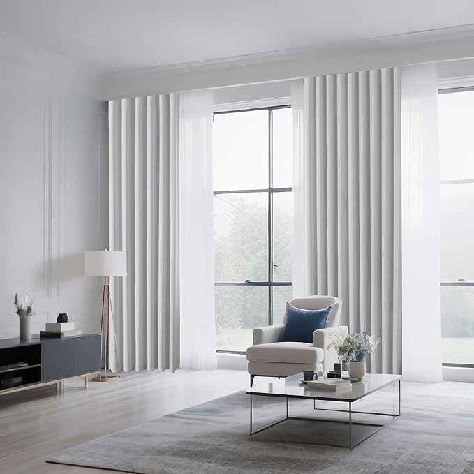 CUCRAF Grayish White Blackout Curtains 108 inch Length 2 Panels Set, Rod Pocket - Image 8