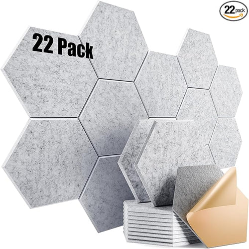 22 Pack Self-Adhesive Acoustic Panels 12" X 10" X 0.4" by Dailycooper
