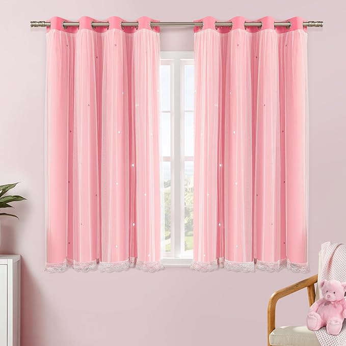 XiDi Pink Curtains for Bedroom, Girls Room Blackout Curtains, Kids Room by Addsomecolortolife