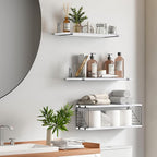Fixwal 3+1 Tier Bathroom Floating Shelves Over Toilet, 15.8in Farmhouse Rustic - Image 4