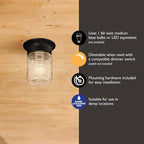 Design House 2-Pack Jelly Jar 1-Light Indoor/Outdoor Flush Mount Ceiling Light - Image 4