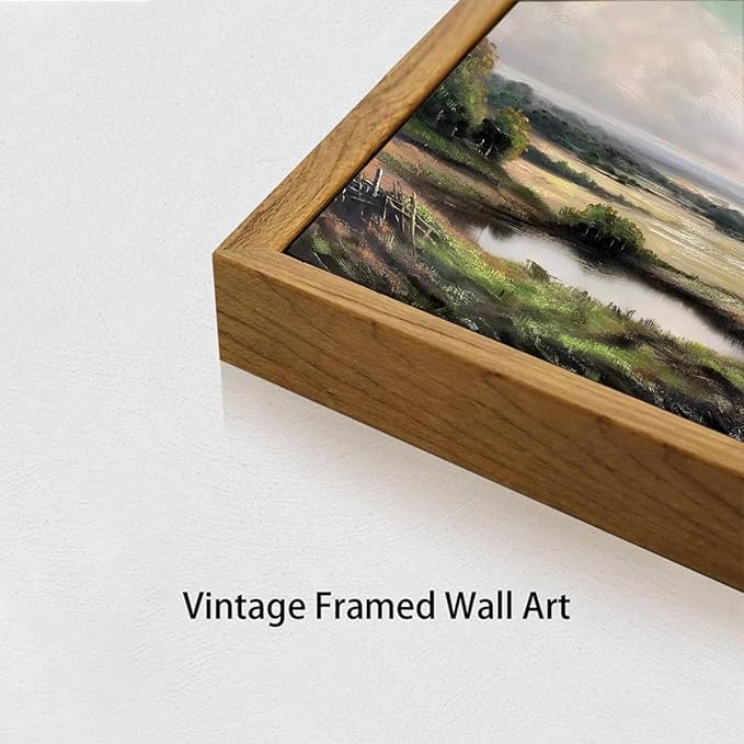 OIQArtOIQ Vintage Landscape Canvas Wall Art Framed Natural Scenery Painting - Image 3