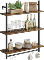 Bestier 3 Tier Industrial Pipe Shelving, Floating Book Shelves - Image 8