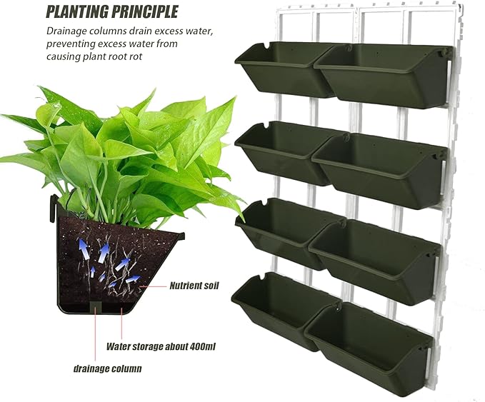 8 Pockets Vertical Garden Wall Planter Raised Beds Hanging Planter Wall Mounted - Image 2