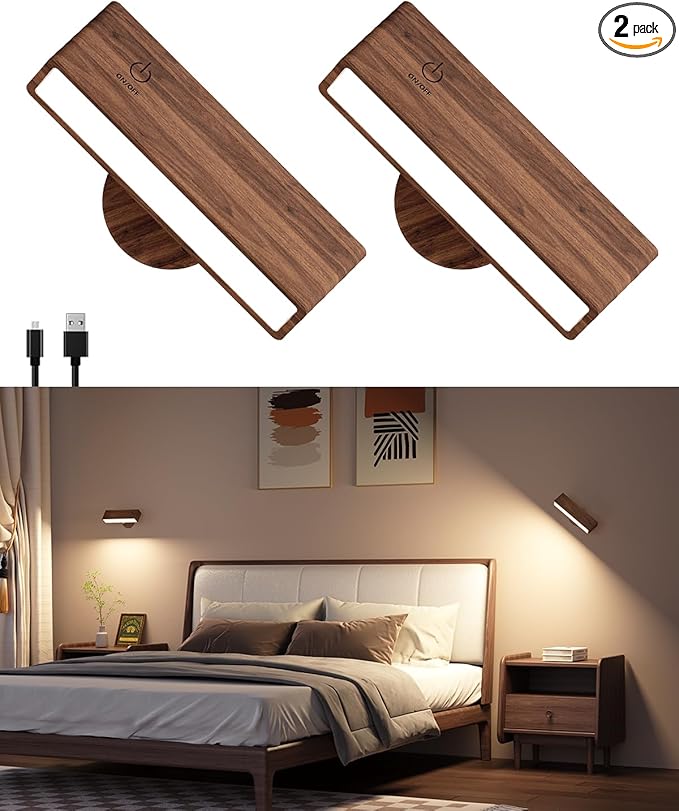 DetarZinLED Battery Operated Wall Sconces Set of 2, Rechargeable Wall Lights by DetarZinLED