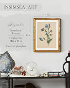 InSimSea Gold Bamboo Framed Canvas Wall Art, Retro Blue Myosotis Botanical - Image 3