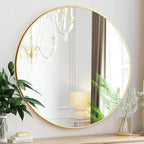 Sunniry Gold Round Mirror, Circle Mirror 26 inch, Round Mirrors by Sunniry