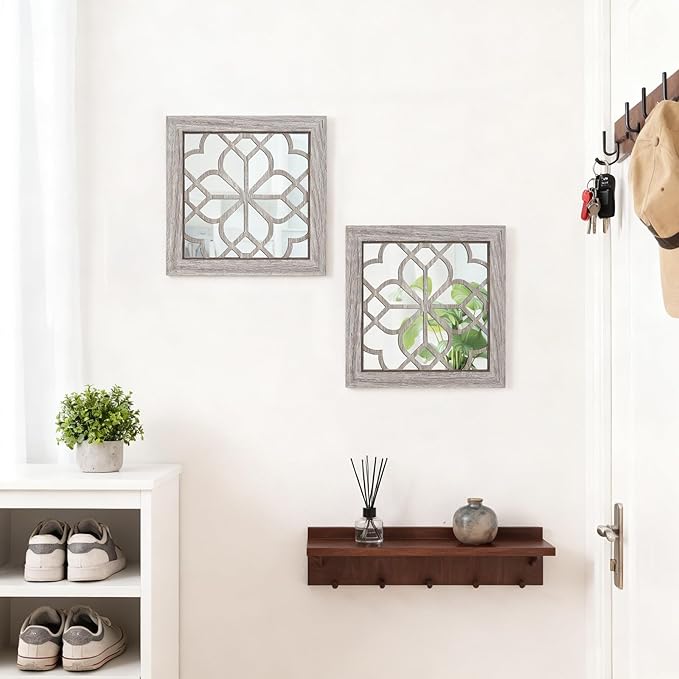 Boho Wall Mirror Decor, Square Shatterproof Vintage Style Mirrors - Image 3