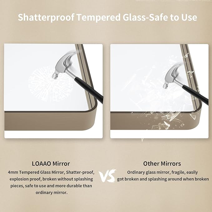 LOAAO 40”X32” Bronze Bathroom Mirrors - Image 7