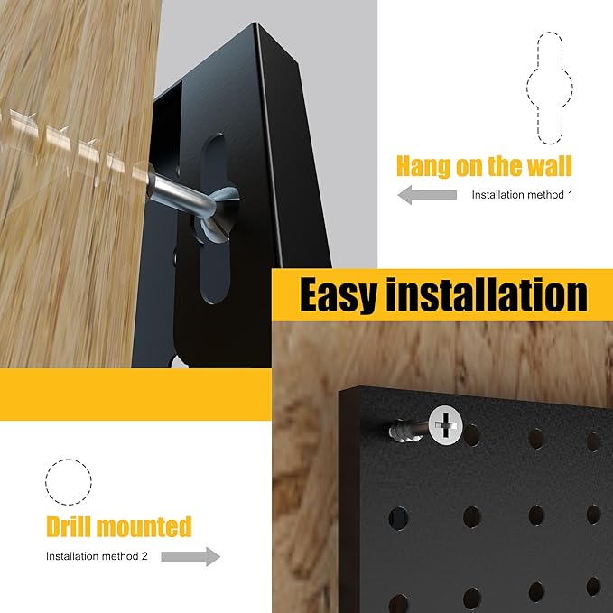Spampur Peg Board, 8 Pack Metal Pegboard Panels Black Pegboards Wall Organizer - Image 6