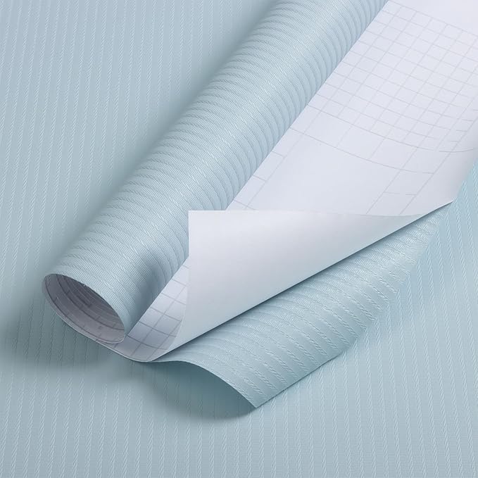 Orainege Peel and Stick Wallpaper Light Blue Wallpaper 15.7"x393.7" Textured - Image 2