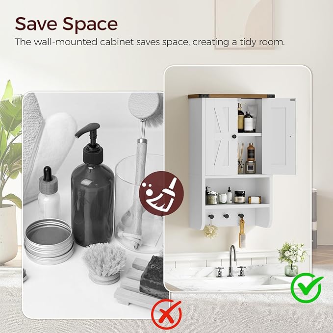 MAHANCRIS Bathroom Wall Cabinet, Farmhouse Medicine Cabinet - Image 8