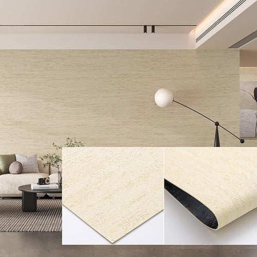 3D Wall Panels Peel and Stick – 23.82"x110" PVC Faux Travertine Texture by NAMAII