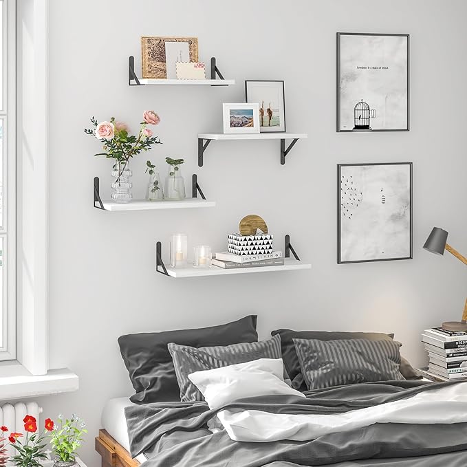 YGEOMER White Floating Shelves for Wall, Different Sizes Rustic Wall Shelves - Image 2