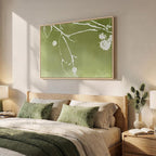 Framed Green Abstract Botanical Wall Art, Modern Minimalist Sage Green Canvas - Image 2