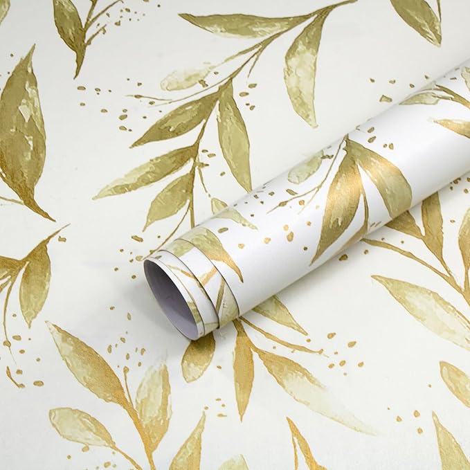 Livebor Leaf Peel and Stick Wallpaper Olive Leaf Contact Paper 17.7in x 393.7in by LiveborDirectWallpaper