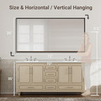 72 x 36 Black Framed Mirror for Bathroom, Beveled Black Bathroom Vanity Mirror - Image 2