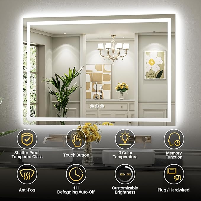 Briivue 72x32 Inch LED Bathroom Mirror - Image 2