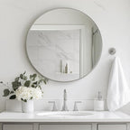 Oruii Silver Round Mirror, Round Mirror 24 inch Brushed Nickel, Circle Wall - Image 4