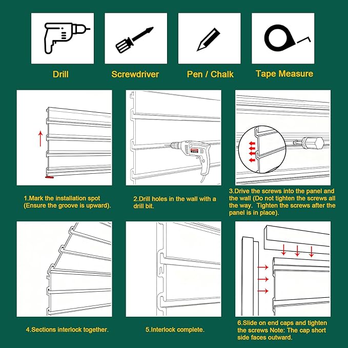 Yuzzy Slat Wall Paneling 4 x 4ft, Garage Slatwall Panel Wall Storage Systems - Image 6