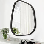 Irregular Bathroom Mirror Modern Oval Wall Mirror Asymmetrical Wooden Framed by HLFMVWE