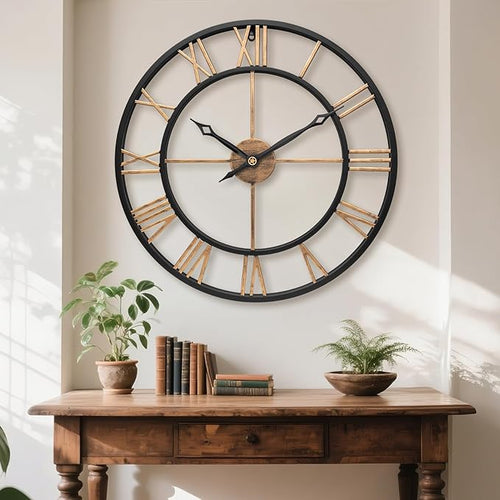24 Inch Large Wall Clocks for Living Room Decor, Big Roman Numerals Vintage - Image 2