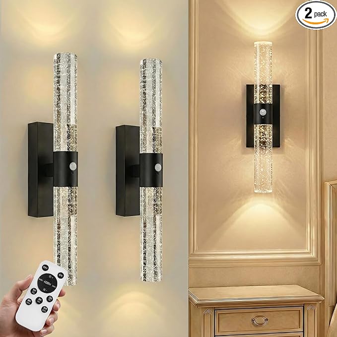 IRONPAX Wall Sconces Battery Operated Set of 2, Wireless Rechargeable Wall by IRONPAX