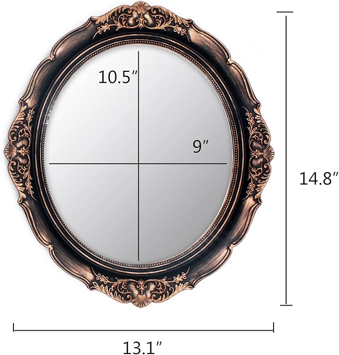 Eaoundm 13.1 x 14.8 inchs Plastic Frame Decorative Wall Mirror, Vintage Hanging - Image 4