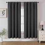 CUCRAF Dark Grey Blackout Curtains 63 inch Length 2 Panels Set, Rod Pocket Room by CUCRAF