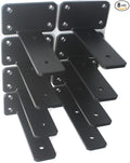 8 Pack - 4 inch Black Hidden L Shelf Bracket Iron Floating Shelf Brackets by MHMYDZ