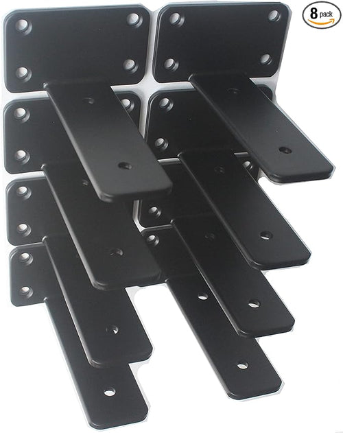 8 Pack - 4 inch Black Hidden L Shelf Bracket Iron Floating Shelf Brackets by MHMYDZ