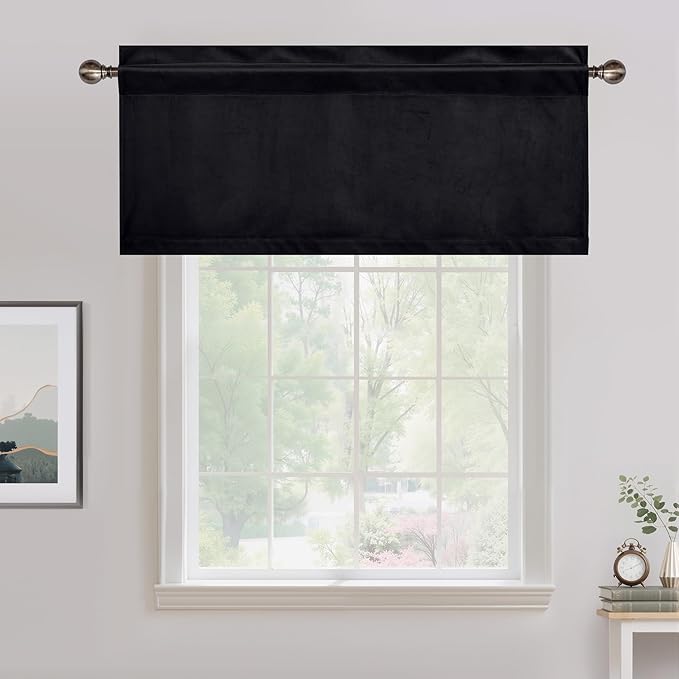 NICETOWN Black Velvet Valance Curtains - Image 6
