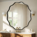 VooBang Black Scalloped Circle Mirror, Hanging Leaning - Image 3