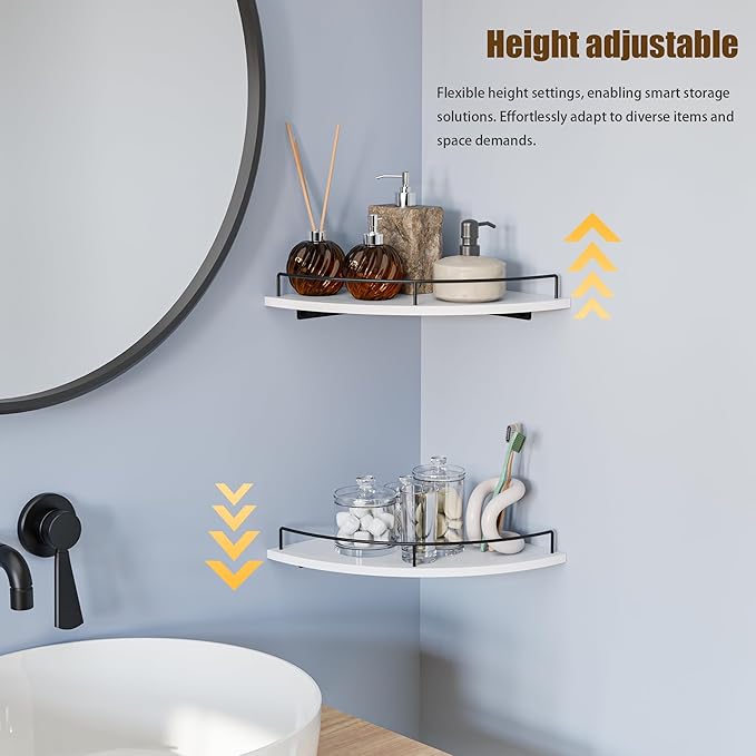 Corner Floating Shelves, Rustic Brown Wood, Wall Mount Storage - Image 9